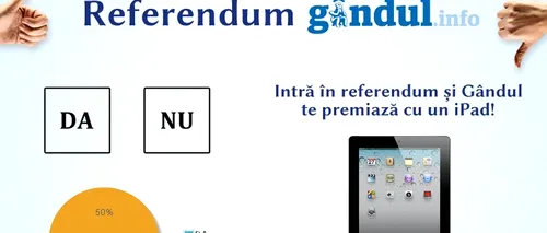 CONCURS: Votează la REFERENDUMUL GÂNDUL și câștigă un iPad 2!