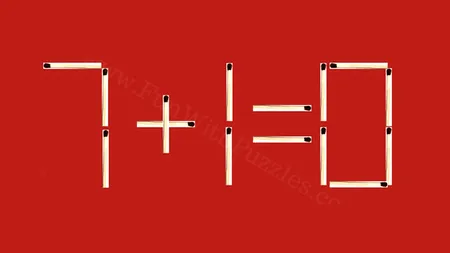 Test IQ cu chibrituri | Mutați un singur băț pentru a corecta egalitatea 7+1=0