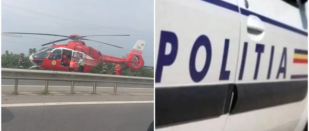Accident pe A1 București - Pitești. Elicopterul SMURD a aterizat pe autostradă / Coloana de mașini, întinsă pe kilometri