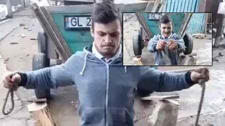 „ARNOLD” din Galați face „piept” cu o căruță, în loc de haltere. Cum arată sala de forță de la „țară”