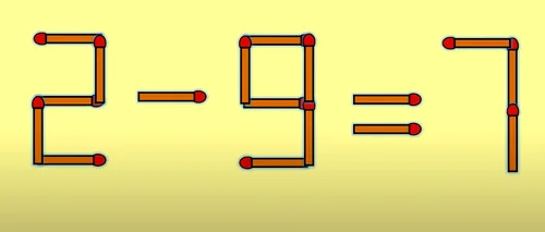 Test de inteligență | Corectați 2-9=7, mutând un singur băț de chibrit