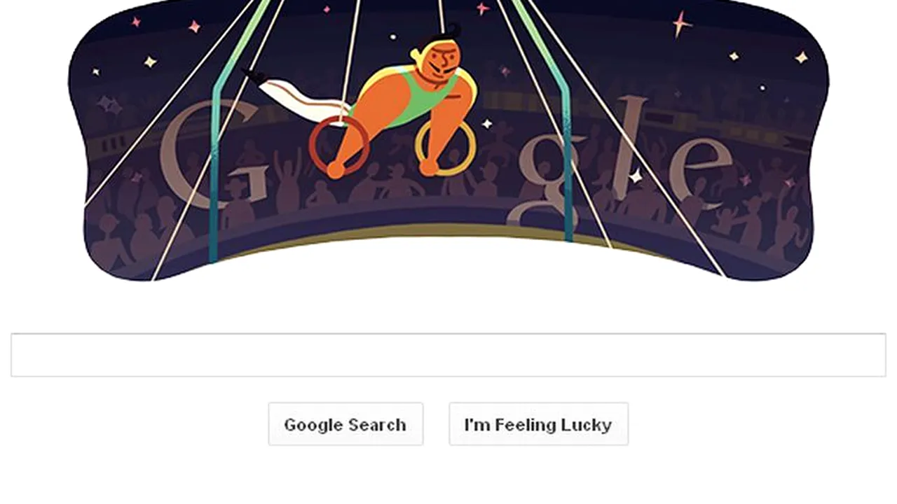 LONDRA 2012 GIMNASTICĂ ARTISTICĂ MASCULINĂ INELE. Proba pe care GOOGLE a ales-o astăzi pentru logo-ul său