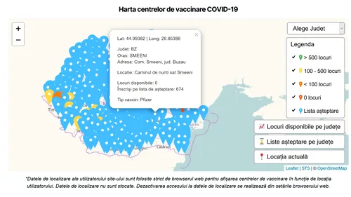 CNCAV a publicat harta interactivă a centrelor de vaccinare, pe tipuri de vaccin