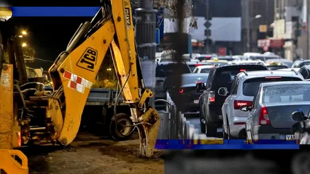 EXCLUSIV VIDEO | Haos în trafic în una dintre cele mai aglomerate zone din centrul Capitalei, din cauza unor lucrări la conducta de gaze. „Am o oră de când stau la coadă. De obicei se stă așa aici, dar acum e și mai aglomerat”