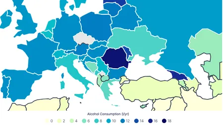 România, din nou pe primul loc la consumul de alcool în Europa
