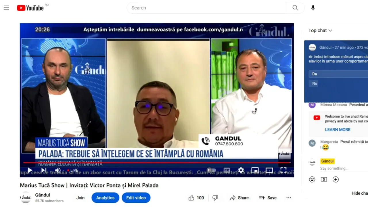 POLL Marius Tucă Show: „Ar trebui introduse măsuri aspre de sancționare a elevilor în urma unor comportamente neadecvate?”