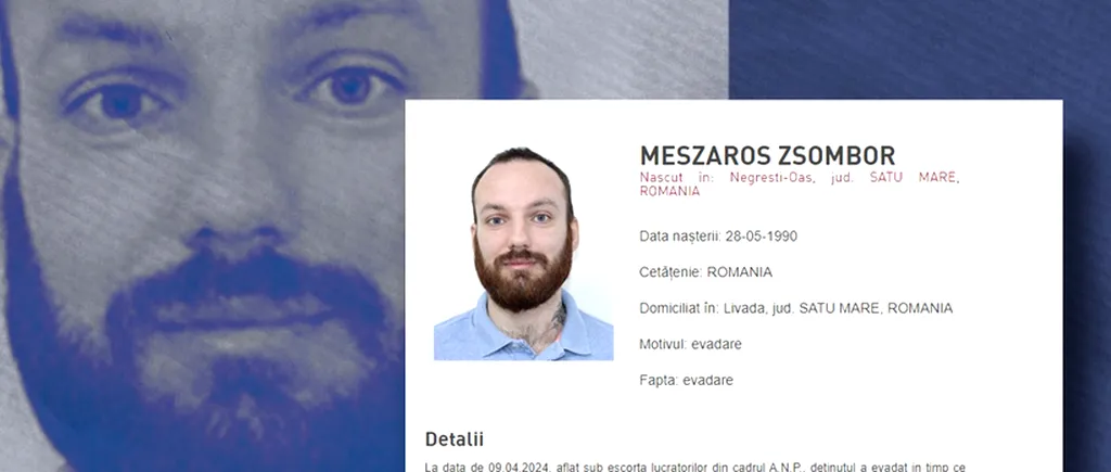 Meszaros Zsombor, criminalul care a evadat de sub escortă în București, a fost PRINS. Unde l-au capturat polițiștii