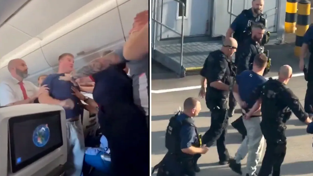Scandal uriaș într-un avion pe ruta Londra – Las Vegas. Un pasager beat a fost încătușat și săltat de poliție, după ce a atacat o stewardesă