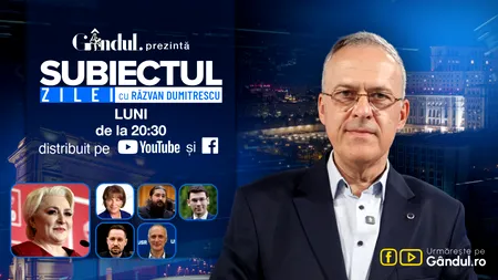„Subiectul Zilei cu Răzvan Dumitrescu” începe luni, 17 august, de la ora 20:30, live pe Gândul. În exclusivitate Viorica Dăncilă, dezvăluiri despre relațiile dintre CCR și politicieni, după întâlnirea Bolojan-Tănăsescu