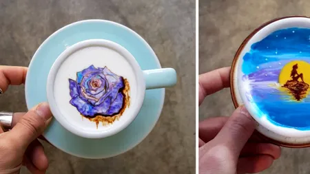 Tânărul care face artă din latte. Modelele pe care le realizează sunt unice