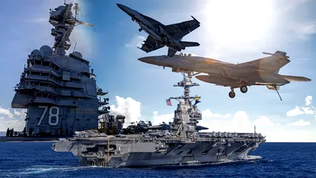 Portavionul american USS Gerald R. Ford, operațiuni de zbor în Caraibe, pe fondul tensiunilor din Venezuela. „44 de avioane F/A-18E/F Super Hornet, putere aeriană copleșitoare”
