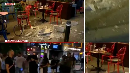 Panică în centrul Capitalei. O bucată de tencuială a căzut lângă clienții unei terase