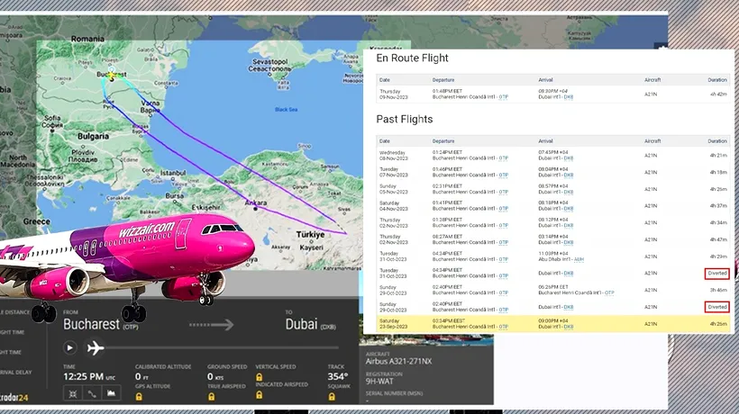 EXCLUSIV | Un al doilea zbor Wizz Air spre Dubai a fost deviat la două zile după ce un avion a fost întors la București. Ce spun oficialii din Emirate