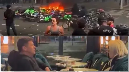Imagini din timpul protestelor de la Paris care par făcute cu inteligența artificială. Oameni care își văd liniștiți de întâlnirea de la restaurant sau care fac jogging printre protestatari furioși și mașini incendiate