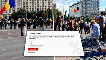 Sondaj Gândul. Aproape 2.500 de cititori au răspuns la întrebarea ziarului: „Au acționat justificat jandarmii la protestul Fermierilor din Piața Victoriei?”. Rezultatul surpriză