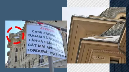Culmea administrației! PRIMĂRIA Capitalei le cere pietonilor să se ferească de zăpada de pe acoperiș, dar nu-și curăță omătul de pe clădire