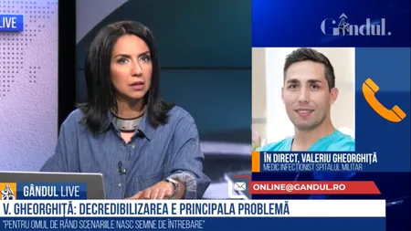 GÂNDUL LIVE. Valeriu Gheorghiță, medic infecționist, Spitalul Militar Central. De ce oamenii pot să fie atât de teribiliști? / Riscăm să devenim zona roșie a Europei