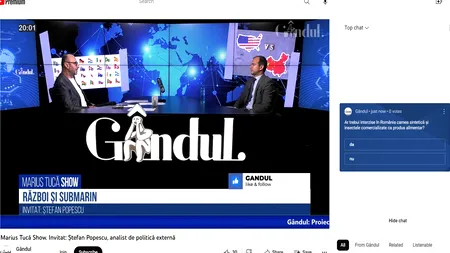 POLL Marius Tucă Show: „Ar trebui interzise în România carnea sintetică și insectele comercializate ca produs alimentar?”