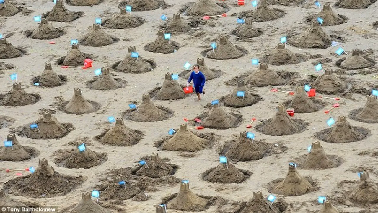 GALERIE FOTO. Britanicii au bătut recordul la construcția de castele de nisip. 