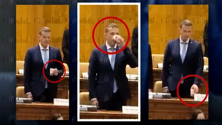 Ionuț Mosteanu, pătruns de solemnitate în Parlament. În timp ce se intona imnul României, Ministrul Apărării sorbea din cafea, la prezidiu