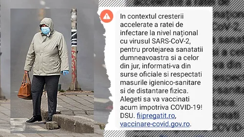Mesaj Ro-Alert, după creșterea accelerată a ratei de infectare: „Alegeți să vă vaccinați acum împotriva COVID-19!”