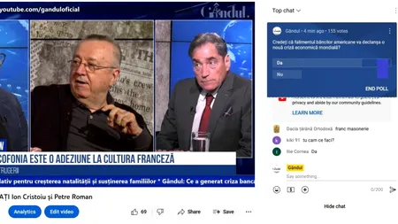 POLL Marius Tucă Show: „Credeți că falimentul băncilor americane va declanșa o nouă criză economică mondială?”