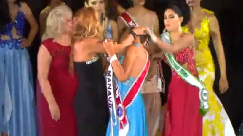 Scandal la Miss Amazon 2015: O finalistă din concurs a smuls coroana de pe capul învingătoarei