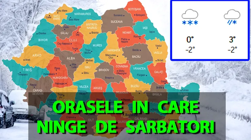 Orașele din România în care va ninge de Sărbători. Prognoza oficială Accuweather