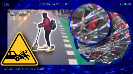 Adolescent pe trotinetă, lovit în plin de un autobuz, în centrul Clujului. Imagini care vă pot afecta emoțional