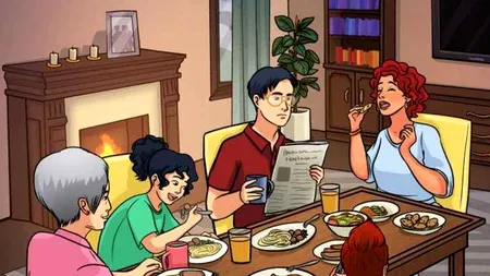 TEST IQ | Descoperă greșeala din această imagine cu o cină în familie! Geniile își dau seama în mai puțin de 7 secunde