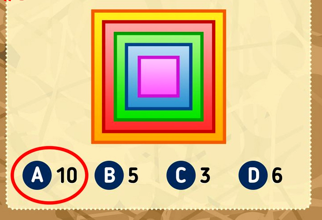 Test de inteligență | Câte pătrate sunt în total în această imagine: 10, 5, 3 sau 6?