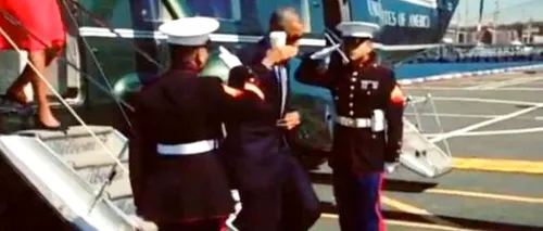 La coborârea din elicopter, Barack Obama a făcut o gafă care i-a scandalizat pe americani. Clipul a fost publicat chiar de Casa Albă