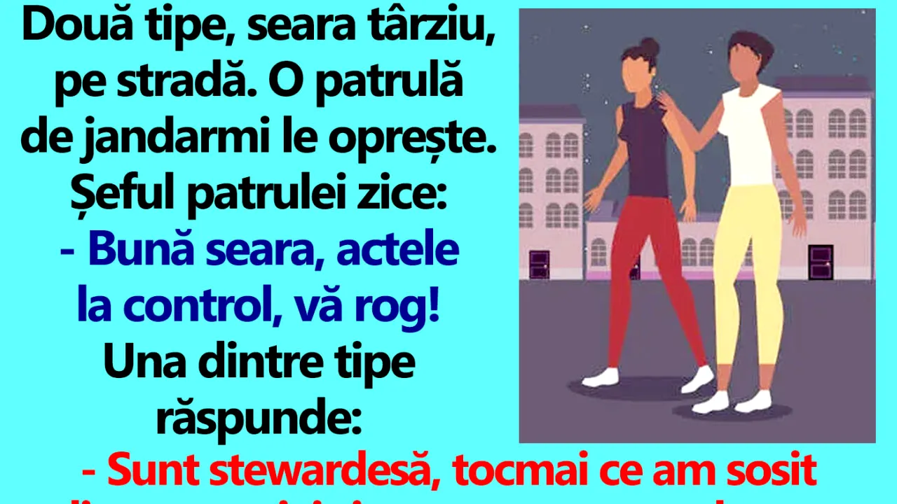 Bancul de duminică | Două tipe, seara târziu, pe stradă. O patrulă de jandarmi le oprește