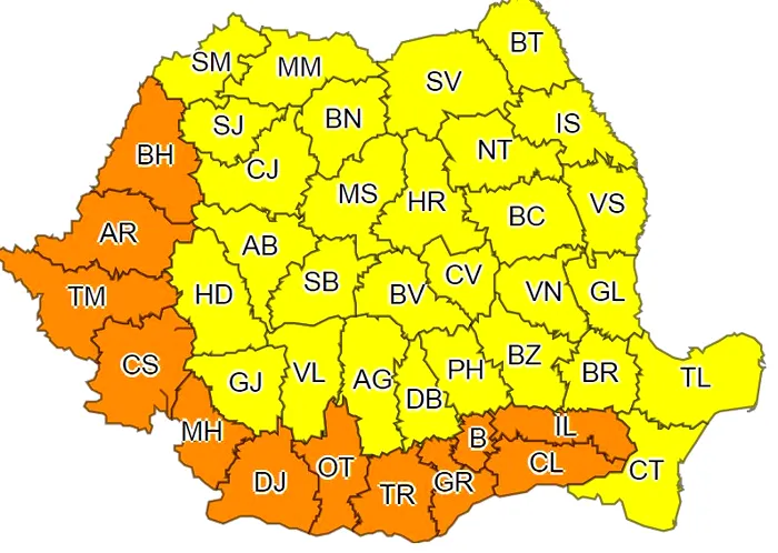 ANM: Cod galben de caniculă în mare parte din țară. Care sunt zonele vizate