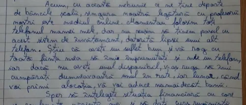 EMOȚIONANT. O elevă i-a cerut primarului să-i cumpere un telefon pentru cursurile online, cu promisiunea că-l va plăti din alocația sa: „Sunt conştientă că singura noastră şansă pentru a reuşi în viaţă este să învăţăm bine”