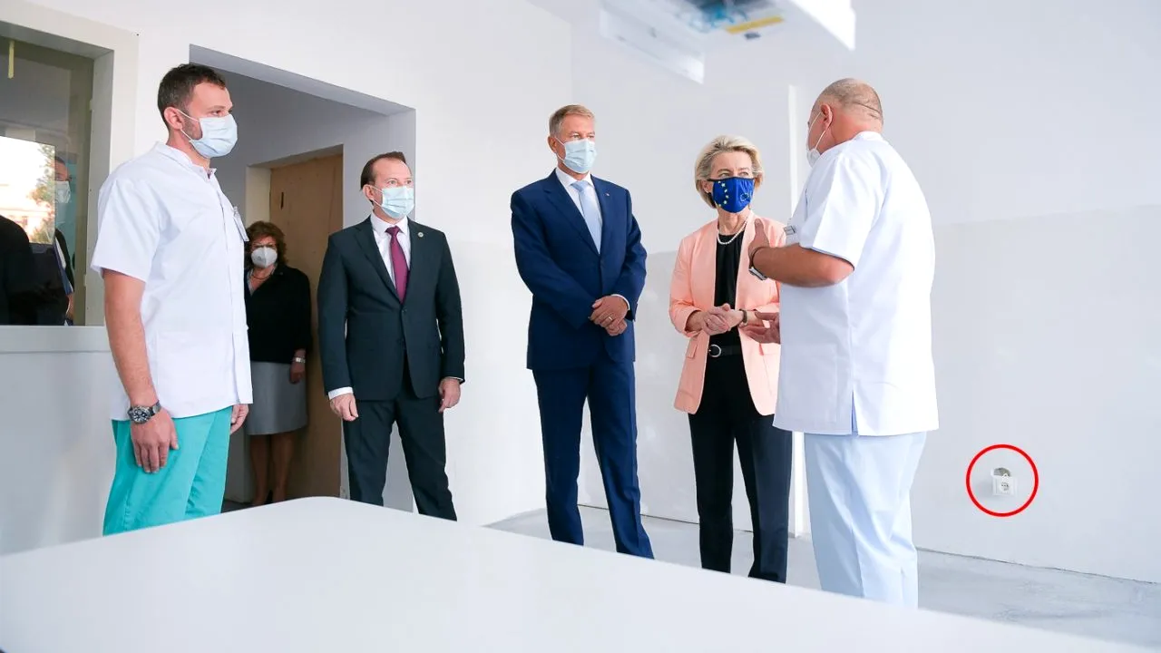 Val de ironii pe Facebook din cauza unei prize defecte care a apărut într-o poză cu Iohannis și Ursula von der Leyen: „E prevăzută în PNRR. Costă 845 de euro”