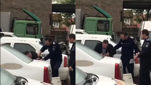 Polițist cercetat într-un dosar de șantaj, filmat când plânge în curtea IPJ Arad: „A suferit un șoc emoțional  - VIDEO
