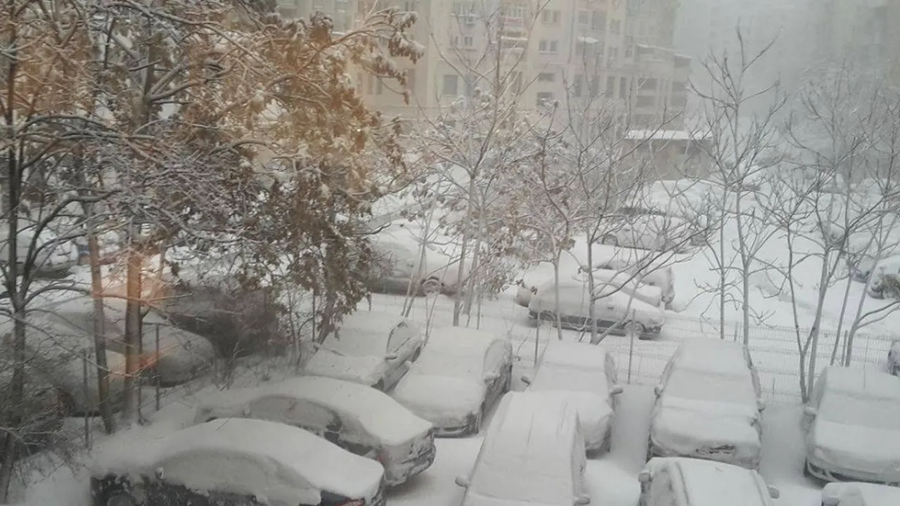 Cod portocaliu de ninsori și viscol în București și 11 județe, până în această seară