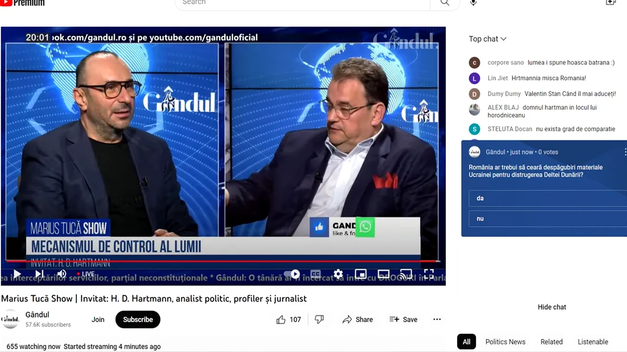 POLL Marius Tucă Show: „România ar trebui să ceară despăgubiri materiale Ucrainei pentru distrugerea Deltei Dunării?”