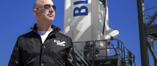 VIDEO | Jeff Bezos, al doilea miliardar care pleacă în spațiu. Primul zbor al companiei de turism spaţial Blue Origin a fost lansat cu patru pasageri la bord
