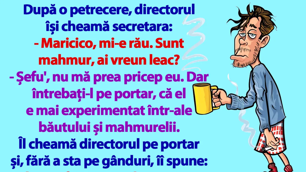 Bancul de duminică | După o petrecere, directorul își cheamă secretara