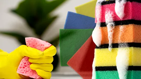 Tu știai asta? De ce bureții de vase au culori diferite, de fapt