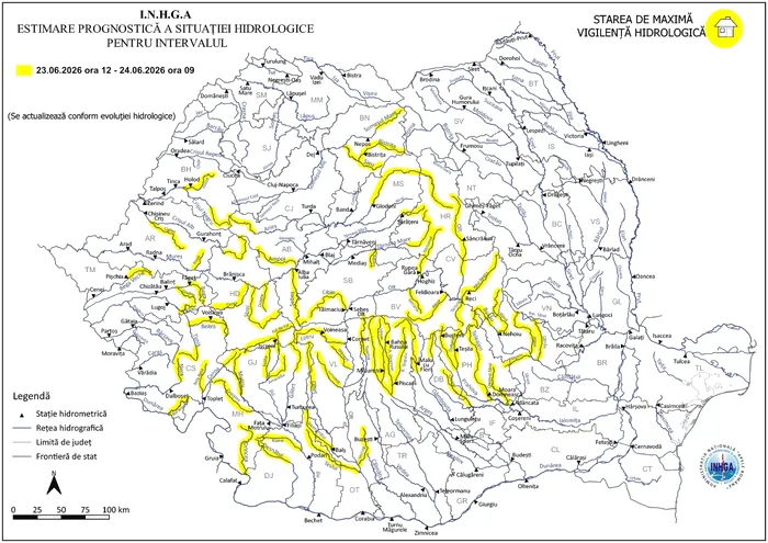 Risc de inundații în vestul, centrul și sudul țării. Lista județelor afectate
