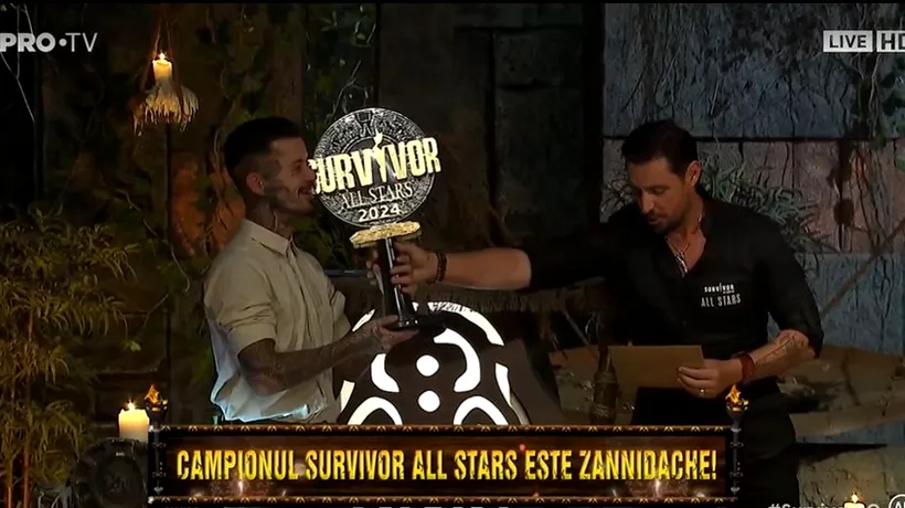 Finala Survivor All Stars 2024 | Zannidache a CÂȘTIGAT trofeul și premiul de 100.000 de euro, după ce i-a învins pe Iancu Sterp și Andrei Ciobanu