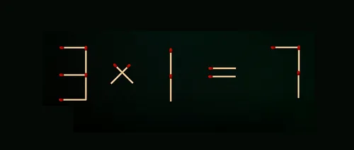 Test de logică | Mutați 2 chibrituri pentru a transforma 3 x 1 = 7 într-o egalitate corectă!