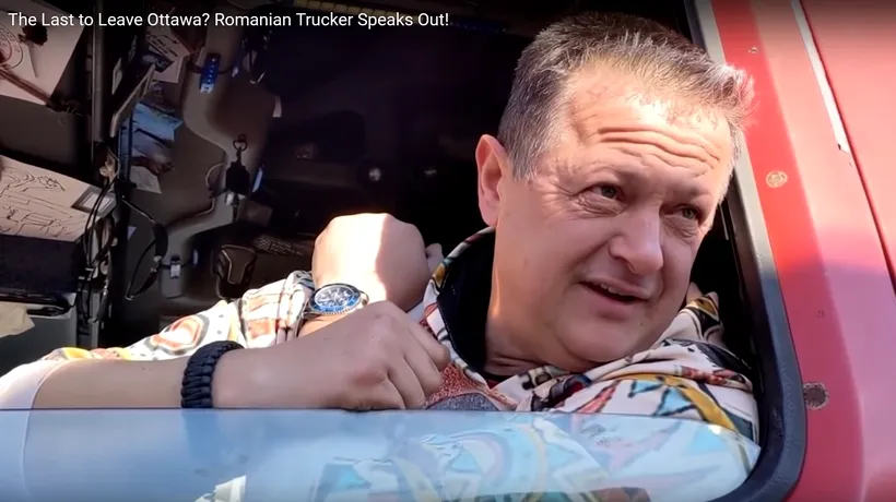 VIDEO | Un șofer de origine română, „sufletul” protestelor camionagiilor din Ottawa: „Voi pleca ultimul de-aici!”