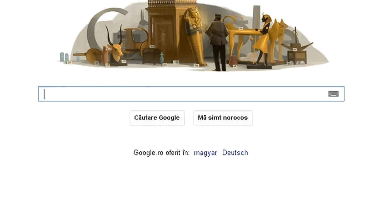 HOWARD CARTER, cel mai cunoscut egiptolog, omagiat de GOOGLE printr-un logo special