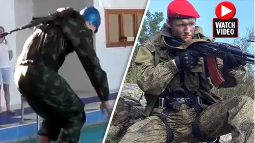 „Leii tineri ai lui Vladimir Putin se antrenează într-o filmare de propagandă, înarmați cu Kalașnikov-uri