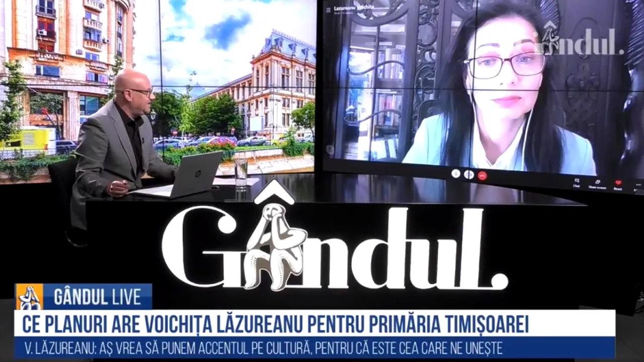 Voichița Lăzureanu, prima femeie candidat la Primăria Timișoara, vorbește la GÂNDUL LIVE despre proiectele pe care vrea să le implementeze: Înființarea Intitutului Oncologic Timișoara ar fi prioritate absolută! - VIDEO
