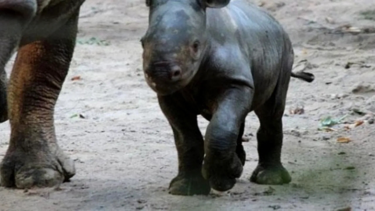 Premieră în ultimii 18 ani: Un pui de rinocer negru s-a născut la grădina zoologică din Zurich